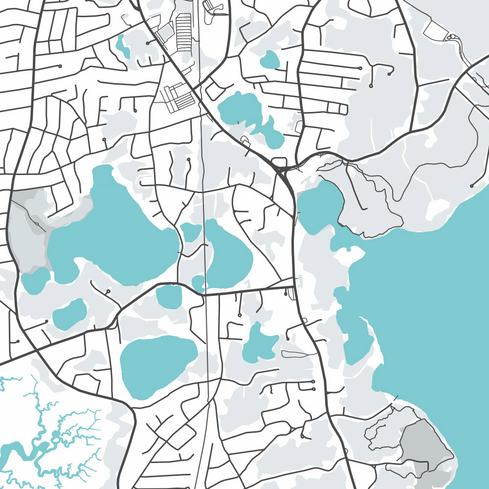 Mapa moderno de la ciudad de Eastham, MA: Nauset Light Beach, Coast Guard Beach, First Encounter Beach, Fort Hill, Rock Harbor