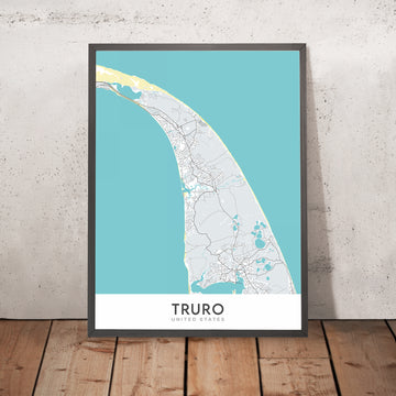 Mapa moderno de la ciudad de Truro, MA: Truro Center, North Truro, South Truro, East Truro, West Truro