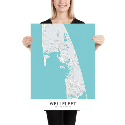 Moderne Stadtkarte von Wellfleet, Massachusetts: Wellfleet-Hafen, Duck Harbor, Chequessett Neck, Billingsgate Island, Indian Neck 