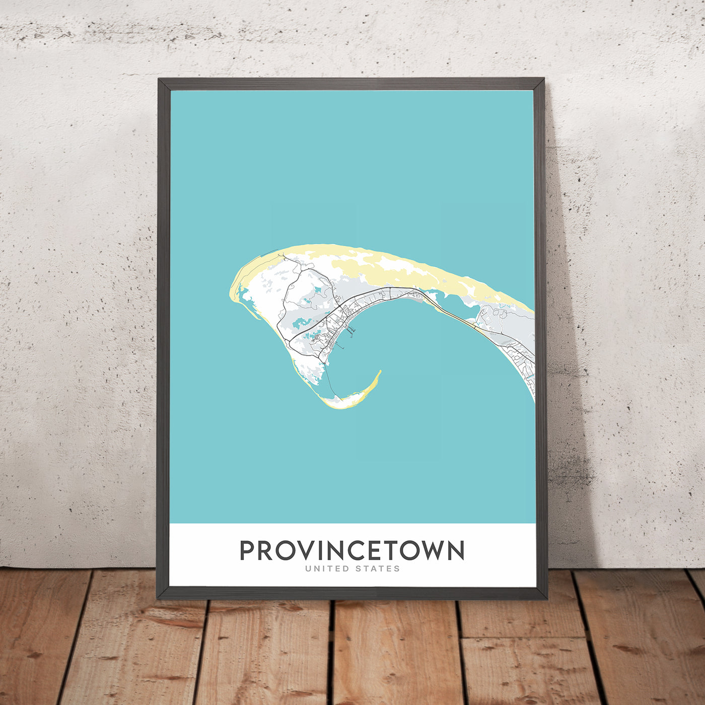 Moderne Stadtkarte von Provincetown, MA: Pilgerdenkmal, Race Point Beach, Herring Cove Beach, Long Point Lighthouse, Route 6 
