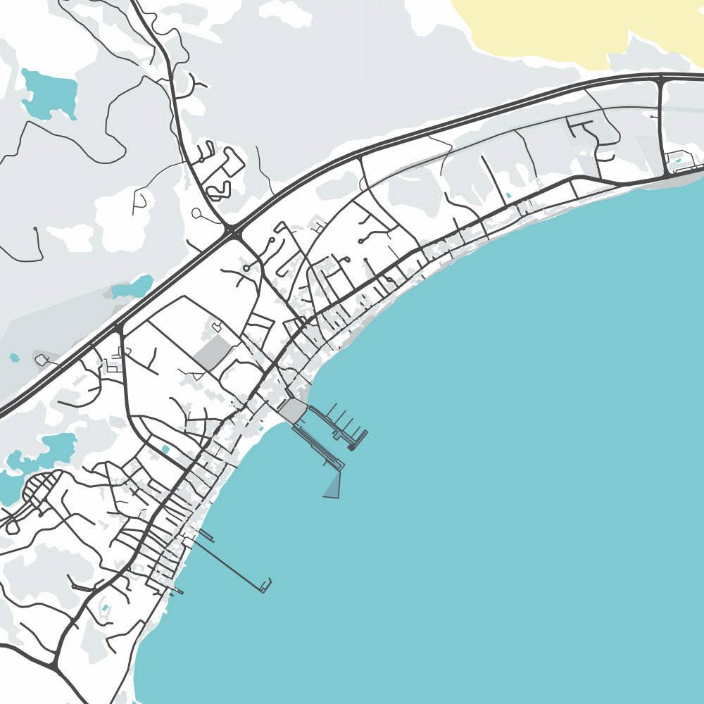Moderne Stadtkarte von Provincetown, MA: Pilgerdenkmal, Race Point Beach, Herring Cove Beach, Long Point Lighthouse, Route 6 