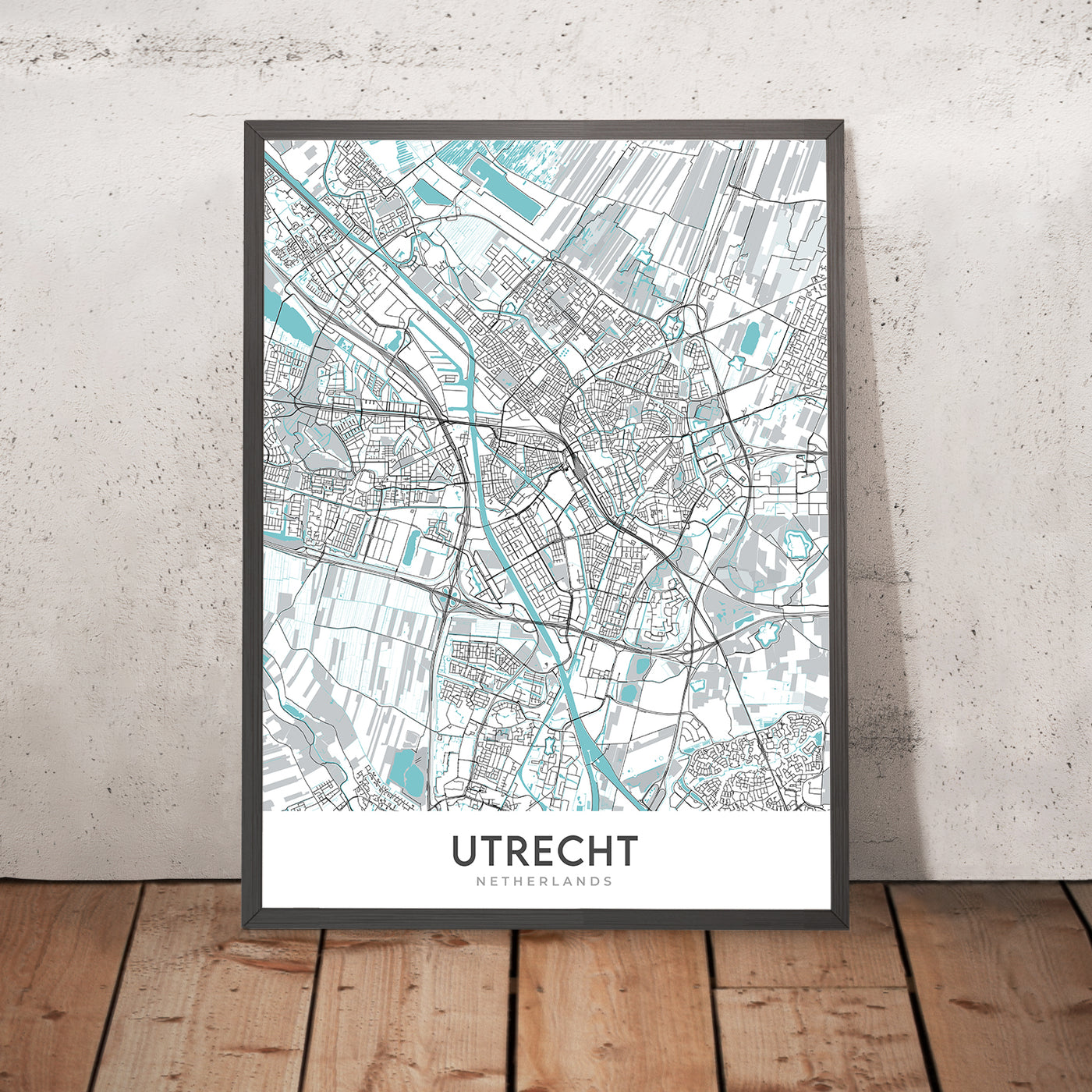 Mapa moderno de la ciudad de Utrecht, Países Bajos: Torre Dom, Estación Central, Casa Rietveld, Jardín Botánico, Jaarbeurs
