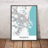 Modern City Map of Valencia, Spain: Ciutat Vella, El Carmen, Ruzafa, City of Arts and Sciences, Turia Gardens