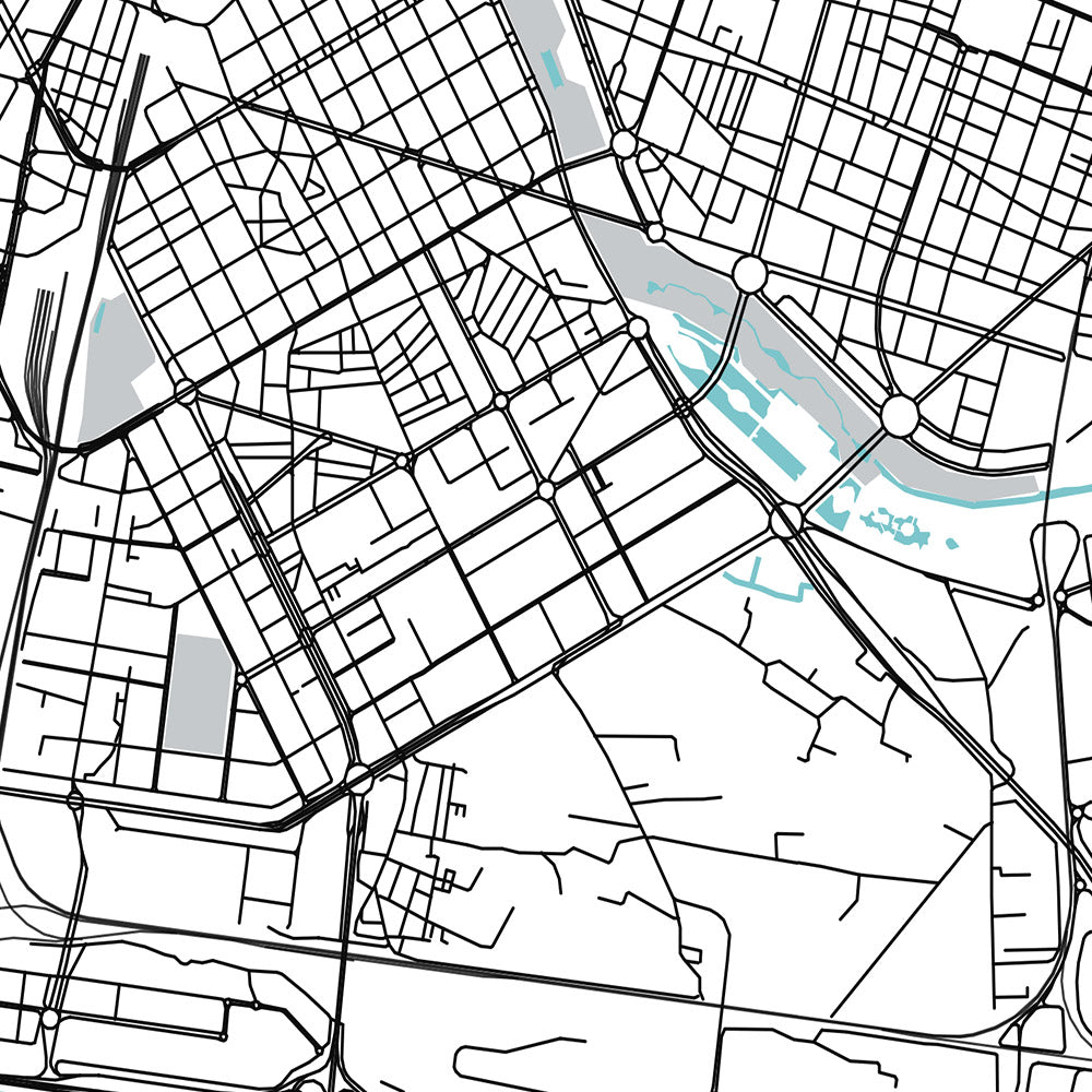 Mapa moderno de la ciudad de Valencia, España: Ciutat Vella, El Carmen, Ruzafa, Ciudad de las Artes y las Ciencias, Jardines del Turia