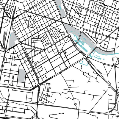 Mapa moderno de la ciudad de Valencia, España: Ciutat Vella, El Carmen, Ruzafa, Ciudad de las Artes y las Ciencias, Jardines del Turia