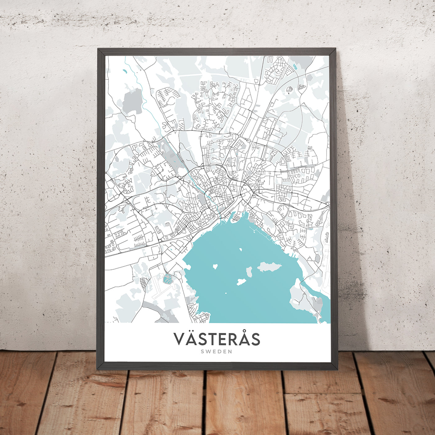 Moderne Stadtkarte von Västerås, Schweden: Schloss, Kathedrale, Konzertsaal, Universität, Zoo 