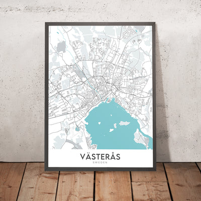 Moderne Stadtkarte von Västerås, Schweden: Schloss, Kathedrale, Konzertsaal, Universität, Zoo 