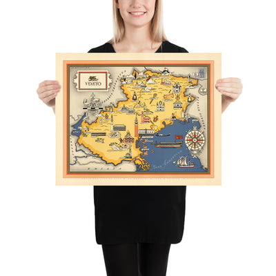 Ancienne carte du Veneto par De Agostini, 1938 : région de Prosecco, Venise, Vérone, Padoue, Vicence, Dolomites 