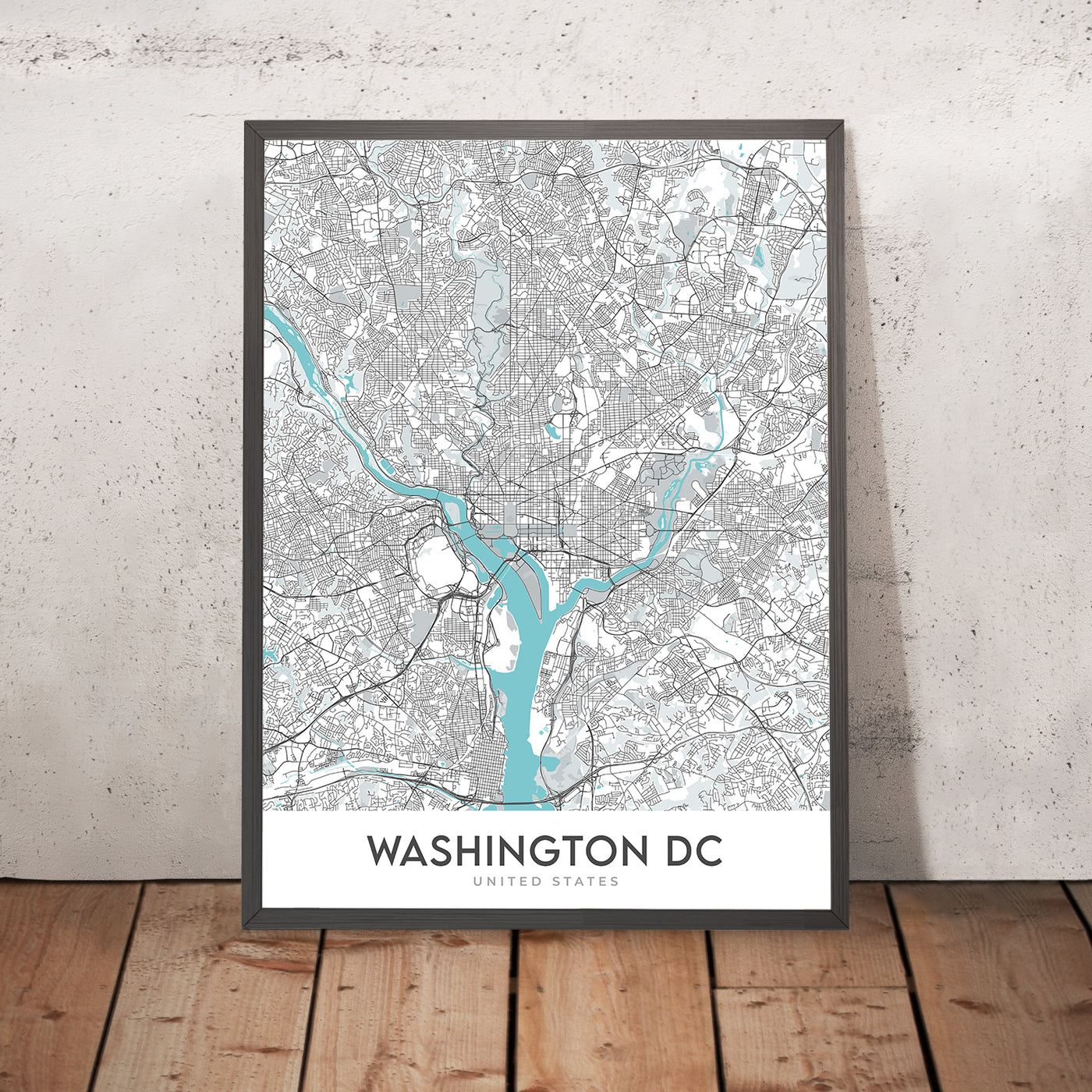 Moderne Stadtkarte von Washington, DC: Weißes Haus, Capitol Hill, National Mall, Georgetown, Dupont Circle 