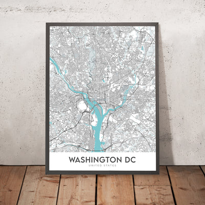 Moderne Stadtkarte von Washington, DC: Weißes Haus, Capitol Hill, National Mall, Georgetown, Dupont Circle 