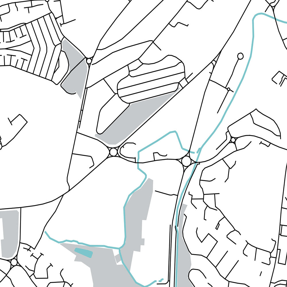 Mapa moderno de la ciudad de Waterford, Irlanda: Castillo, Torre de Reginald, Catedral de Christ Church, Catedral de la Santísima Trinidad, Río Suir 