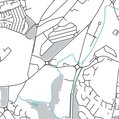 Mapa moderno de la ciudad de Waterford, Irlanda: Castillo, Torre de Reginald, Catedral de Christ Church, Catedral de la Santísima Trinidad, Río Suir 