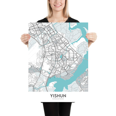 Modern City Map of Yishun, Singapore: Khoo Teck Puat Hospital, Northpoint City, Lower Seletar Reservoir, Yishun Park, SAFRA Club