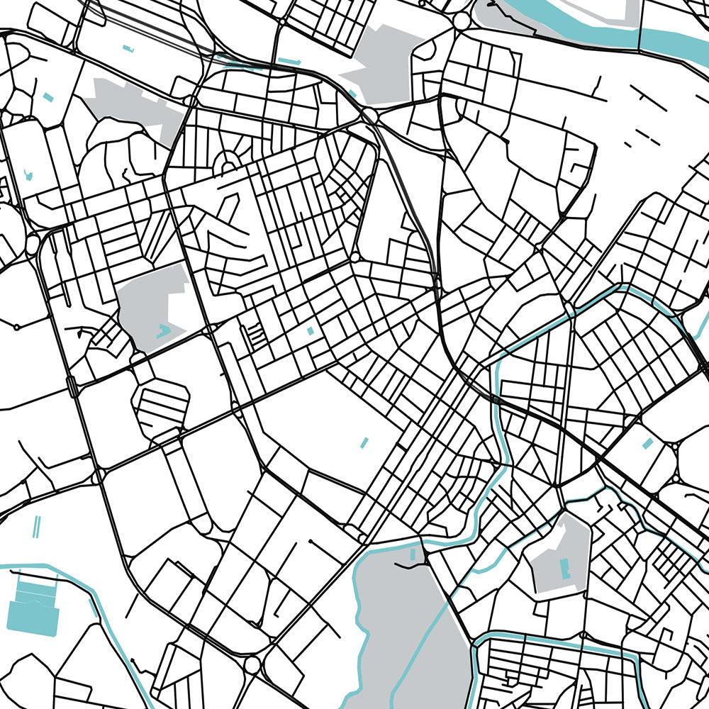 Modern City Map of Zaragoza, Spain: Basilica, Cathedral, Palace, River, University