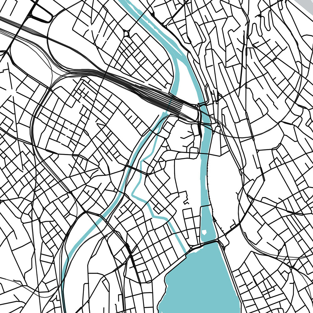 Modern City Map of Zurich: Lake Zurich, Altstadt, Bahnhof Enge, ETH Zurich, Kunsthaus Zurich, Uetliberg