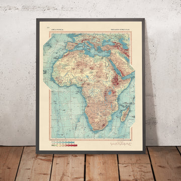 Alte physische Karte von Afrika, 1967: Berge, Ebenen, Seen, Momentaufnahme Afrikas während der Unabhängigkeitsära 