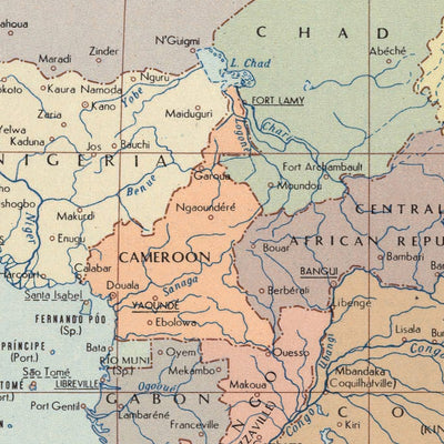 Antigua Mapa Político de África, 1967: Atlas del Clima Geopolítico Continental 