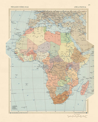 Antigua Mapa Político de África, 1967: Atlas del Clima Geopolítico Continental 