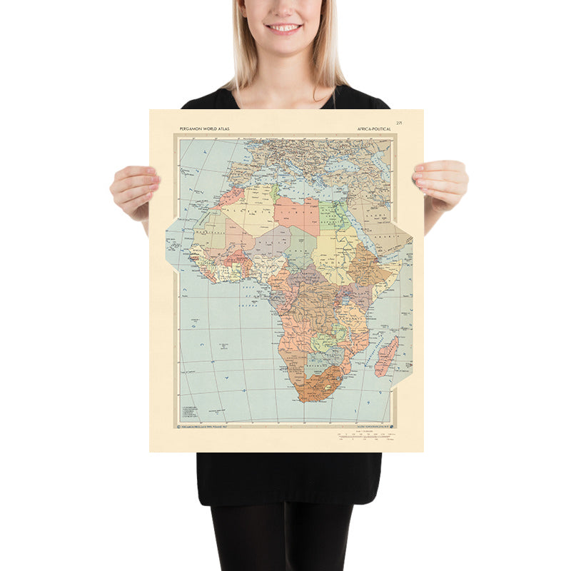 Antigua Mapa Político de África, 1967: Atlas del Clima Geopolítico Continental 