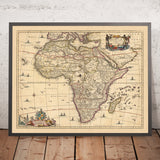 Alte Karte von Afrika: 'Africae Accurata Tabula' von Visscher, 1690: Kairo, Timbuktu, Mombasa, Luanda, Kapstadt 