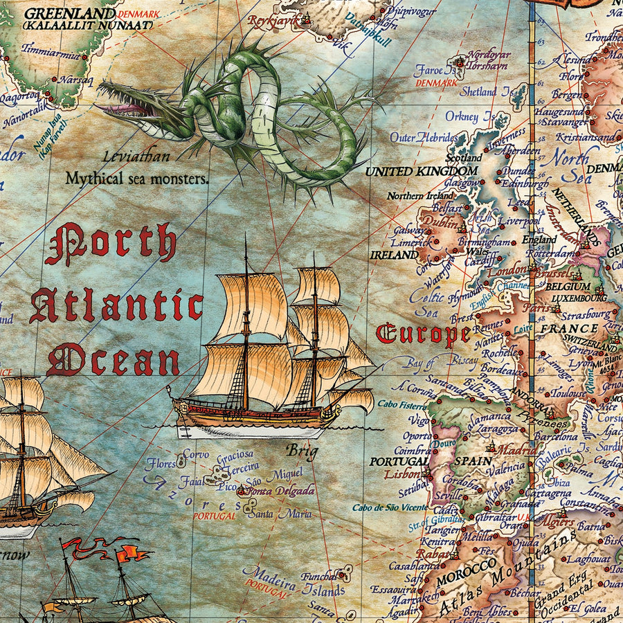 Mappa del Mondo dei Pirati Antichi di Ray&Co, 2025: Navi Pirata, Armi, Storia 