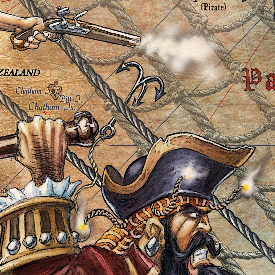 Mappa del Mondo dei Pirati Antichi di Ray&Co, 2025: Navi Pirata, Armi, Storia 