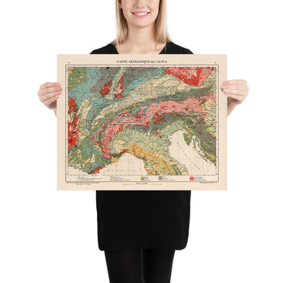 Old Map of the Alps by Kartographia Winterthur, 1921: Switzerland, Austria, Italy, Mont Blanc, Dolomites