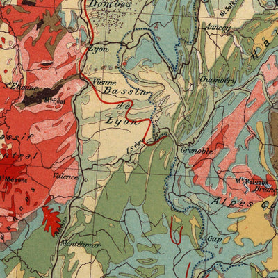 Old Map of the Alps by Kartographia Winterthur, 1921: Switzerland, Austria, Italy, Mont Blanc, Dolomites