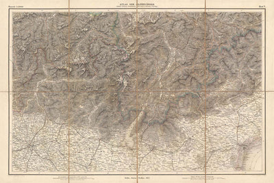 Old Map of Southeastern Alps by Mayr, 1874: Switzerland, Italy, Milan, Verona, Lake Garda, Como