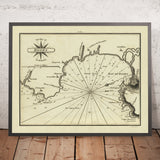 Ancien Bay of Roses, Espagne Carte Nautique par Heather, 1802 : Costa Brava, Côte Catalane, Profondeurs 