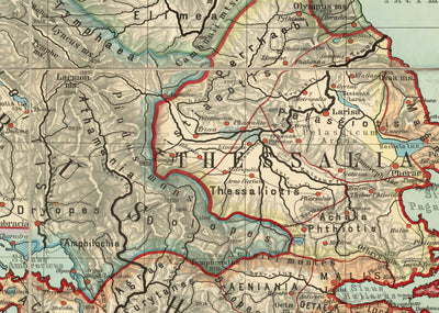 Old Map of Ancient Greece by Van Kampen in 1889 - Athens, Corfu, Zakynthos, Megara, Sparti