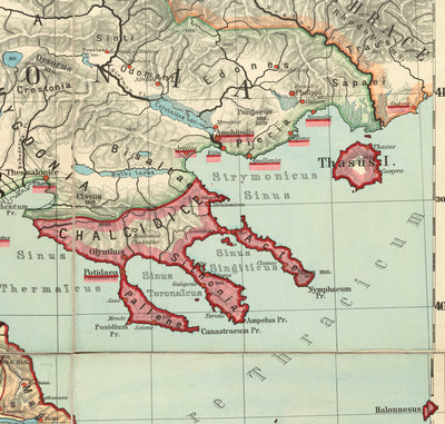 Old Map of Ancient Greece by Van Kampen in 1889 - Athens, Corfu, Zakynthos, Megara, Sparti