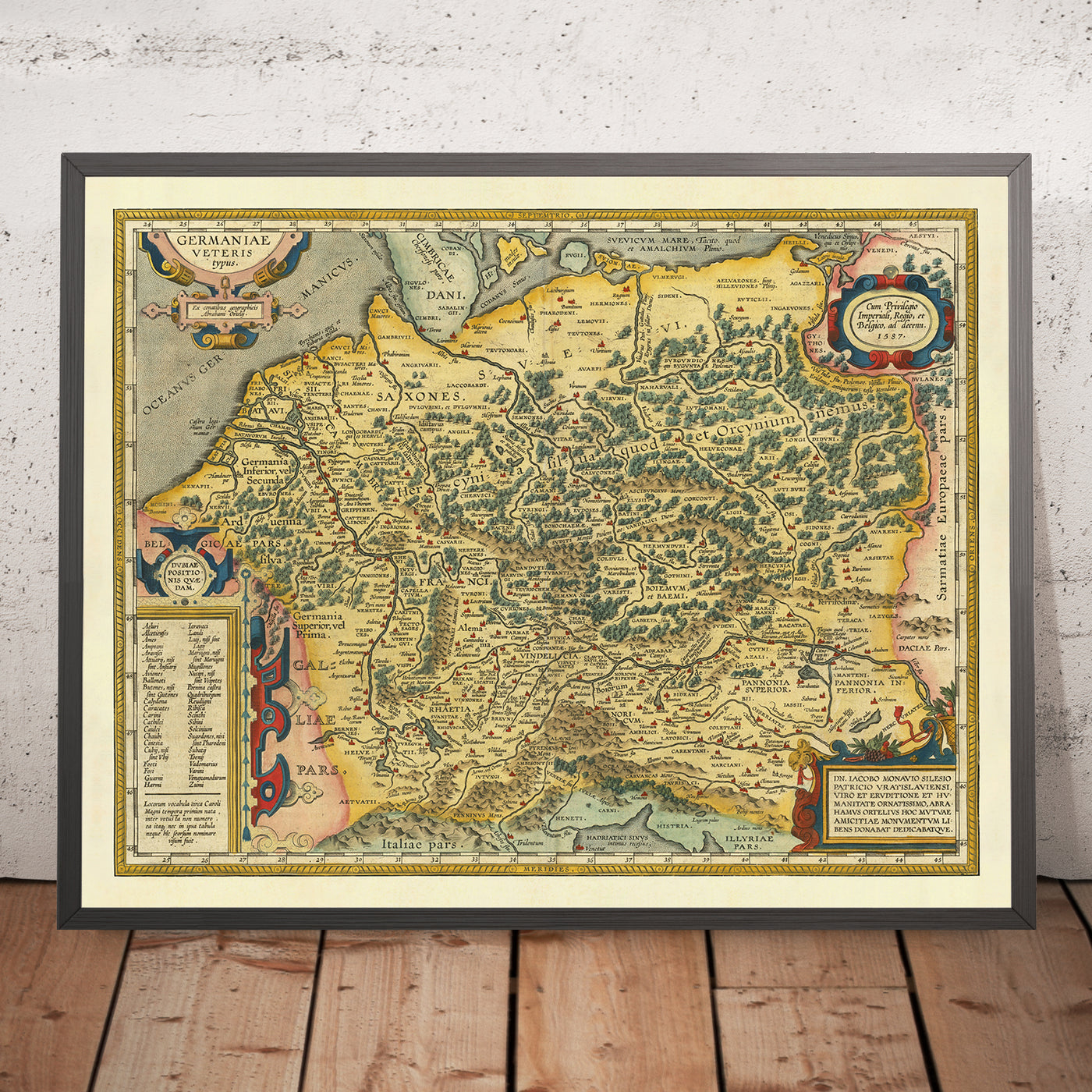 Old Map of Ancient Germany and North Europe by Abraham Ortelius, 1624: Germania, Scandinavia, Germanic Tribes
