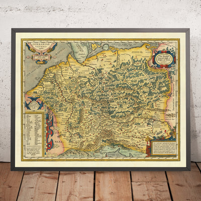 Old Map of Ancient Germany and North Europe by Abraham Ortelius, 1624: Germania, Scandinavia, Germanic Tribes