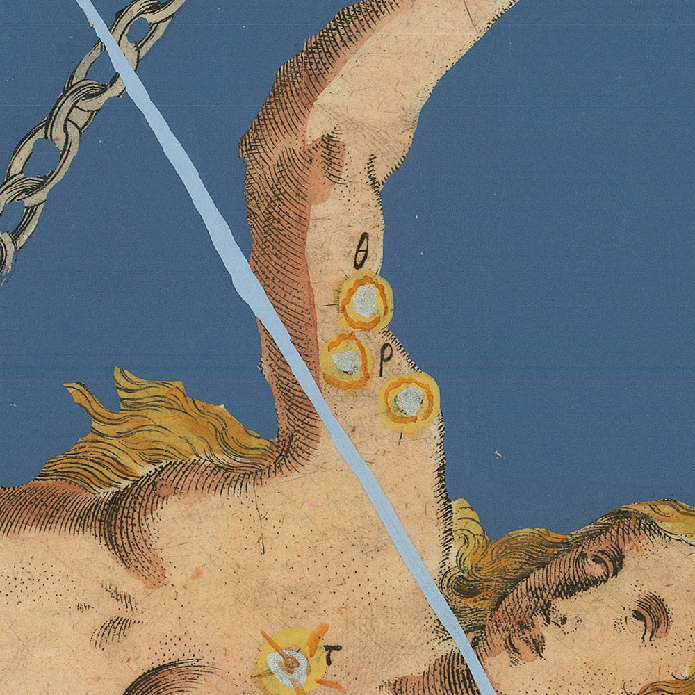 Alter Sternenkarte von Andromeda von Johann Bayer, 1603 - Himmlische Sternbildkarte 