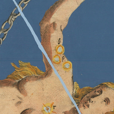 Alter Sternenkarte von Andromeda von Johann Bayer, 1603 - Himmlische Sternbildkarte 
