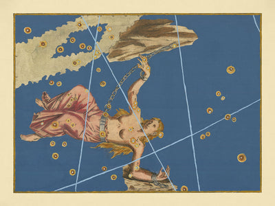 Alter Sternenkarte von Andromeda von Johann Bayer, 1603 - Himmlische Sternbildkarte 
