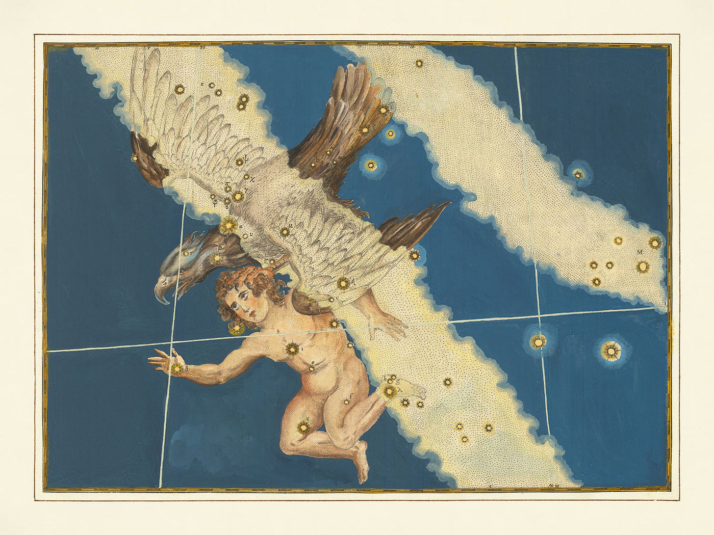 Old Star Map of Aquila by Johann Bayer, 1603 - Celestial Constellation Chart