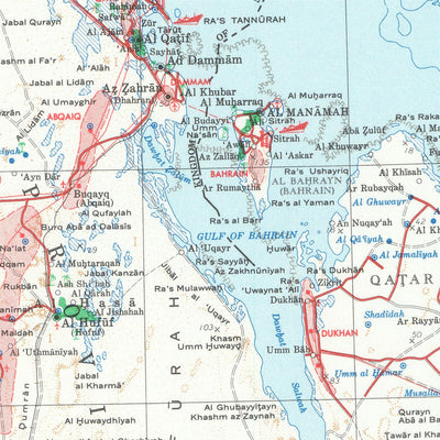 Large Geological Oil Map of the Arabian Peninsula: Pipelines, Dubai, Kuwait, Qatar