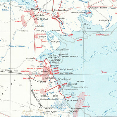 Large Geological Oil Map of the Arabian Peninsula: Pipelines, Dubai, Kuwait, Qatar