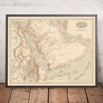 Antica mappa araba della penisola arabica dell&