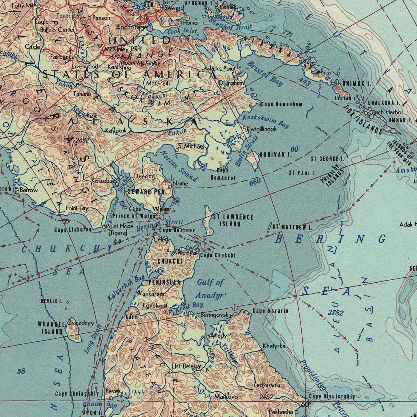 Mappa antica del Circolo Polare Artico e del Polo Nord, 1967: Svalbard, Islanda, Groenlandia, Spedizioni Scientifiche 