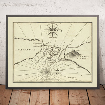 Antiche rotte tra Asinara e Sardegna Carta Nautica di Heather, 1802: Capo Azinara, Castelsardo, Secca di Mezzo 