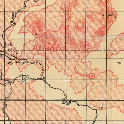 Mapa de Atlántida después de la catástrofe hace 800,000 años por Scott-Elliot, 1904 