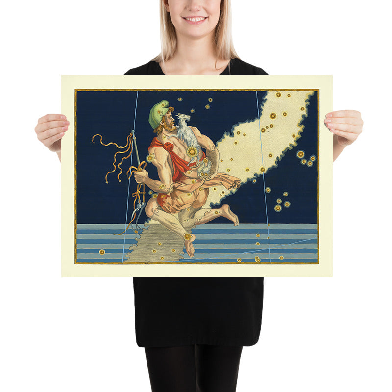 Old Star Map of Auriga by Johann Bayer, 1603 - Celestial Constellation Chart
