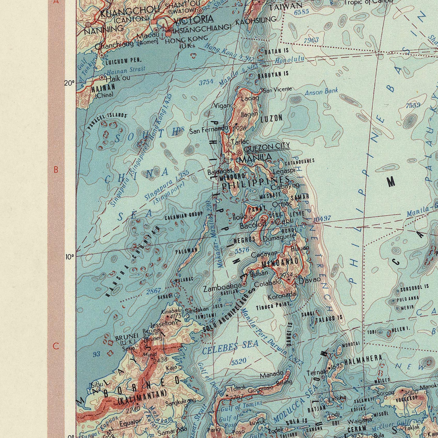 Ancienne carte de l'Australie et de l'Océanie, 1967 : Nouvelle-Zélande, Bornéo, Polynésie, Micronésie, Hawaï, îles du Pacifique 