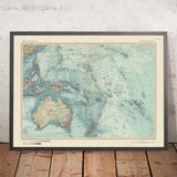 Mappa antica dell'Australia e dell'Oceania, 1967: Nuova Zelanda, Borneo, Polinesia, Micronesia, Hawaii, Isole del Pacifico 