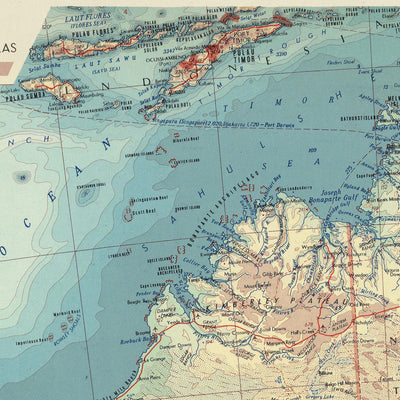 Ancienne carte de l'Australie, 1967 : carte politique et physique des États et territoires 