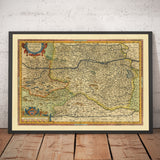 Ancienne carte de l'Autriche par Abraham Ortelius en 1594 - Vienne, lac Neusiedl, Tulin, Bratislava, Wiener Neustadt