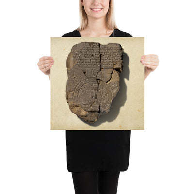 Carte du monde babylonienne (Imago Mundi), 6ème siècle avant notre ère : la plus ancienne carte en tablette d'argile du monde, cunéiforme akkadien 